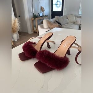 SHEIN | Square Toe Fluffy High Heels | Sz 7.5